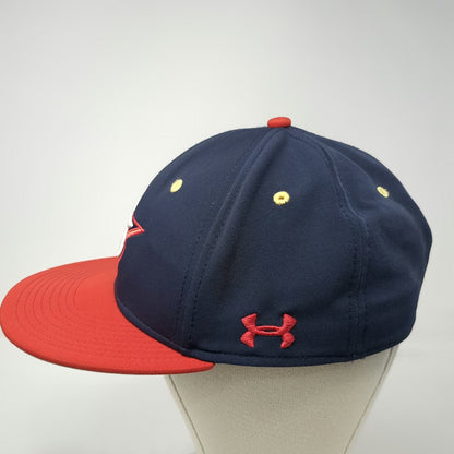 Under Armour Baseball Cap Blue Red M Hat AS Star Logo Fitted Stretch Athletic