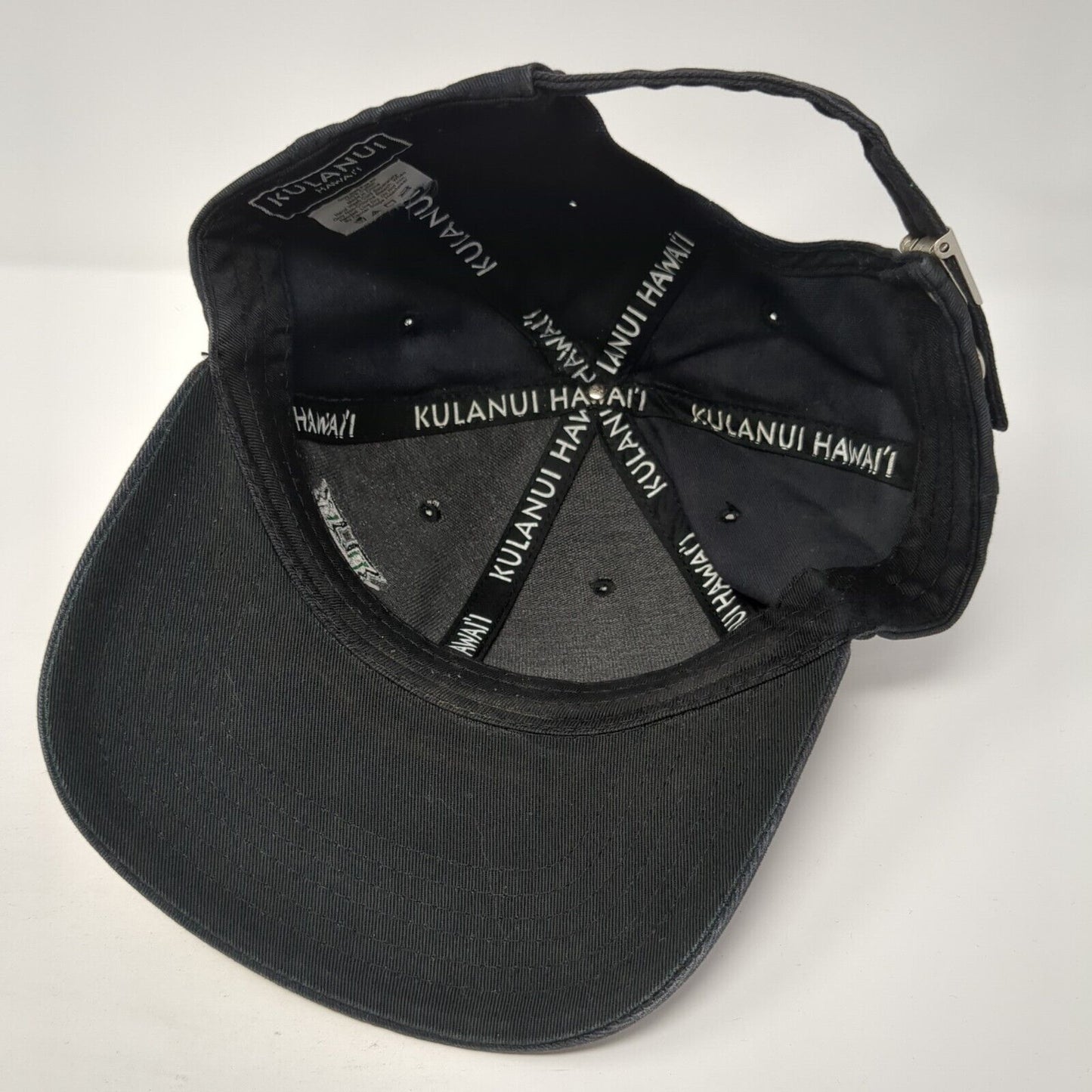Kulanui Hawaii Slideback Hat Black One Size Adjustable Embroidered 6 Panel