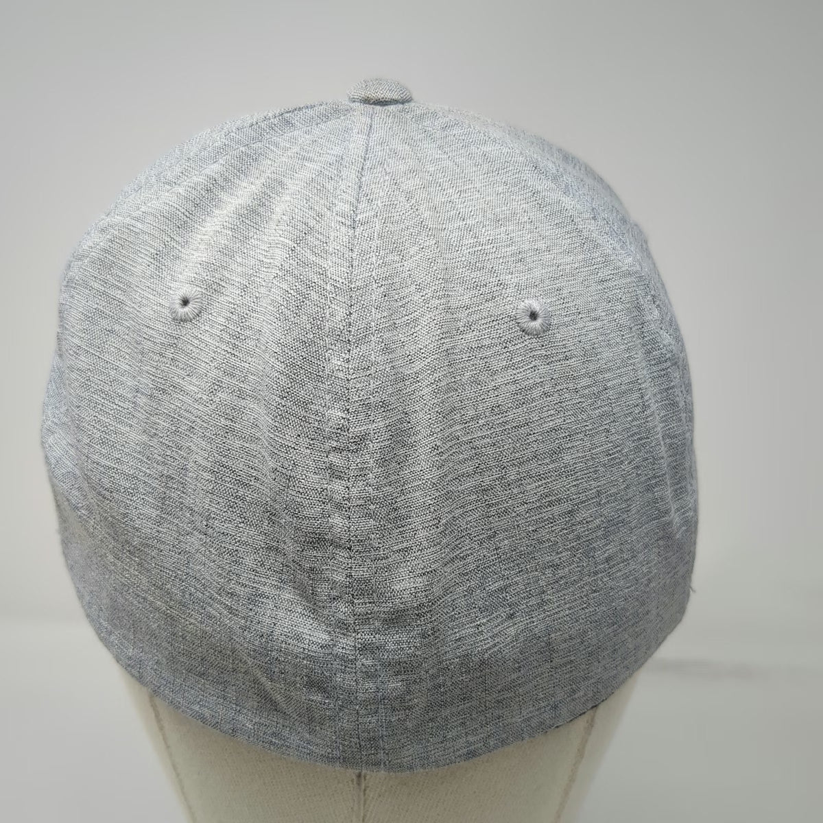 Yupoong Flexfit Baseball Cap Gray XL Leather Patch Heathered Stretch Hat