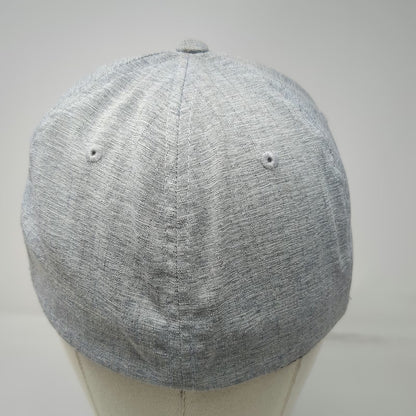 Yupoong Flexfit Baseball Cap Gray XL Leather Patch Heathered Stretch Hat