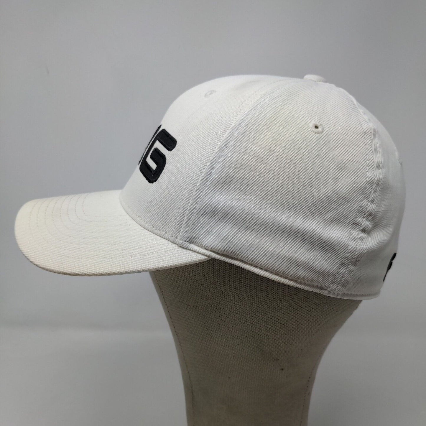 PING Men's Fitted Hat White Size S-M Embroidered Big Logo Nylon Blend