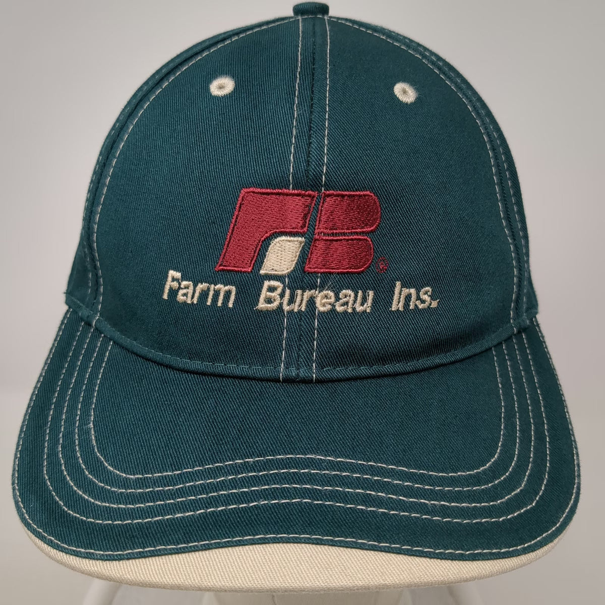 Richardson Baseball Cap Green One Size Farm Bureau Insurance Contrast Stitching