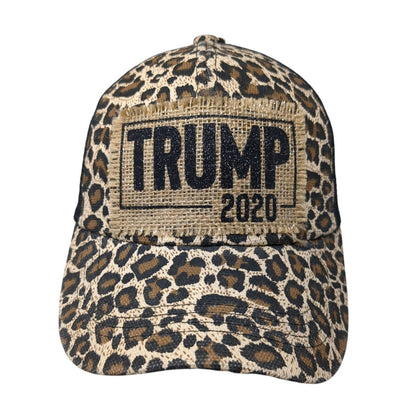 Trump 2020 Strapback Trucker Hat Multi Animal Print One Size Ponytail