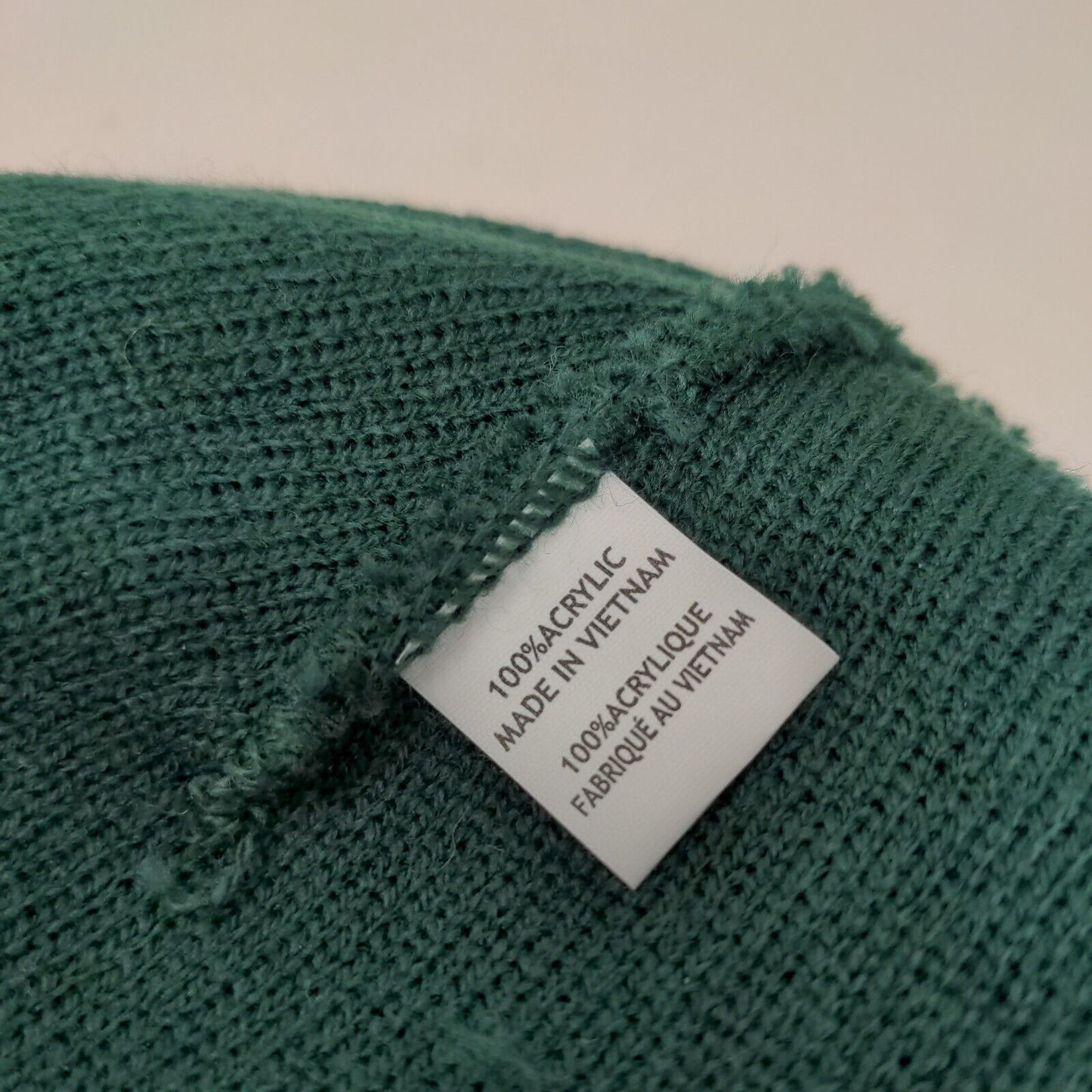 A New State of Mind Beanie Hat Green One Size Knitted Stretch Embroidered