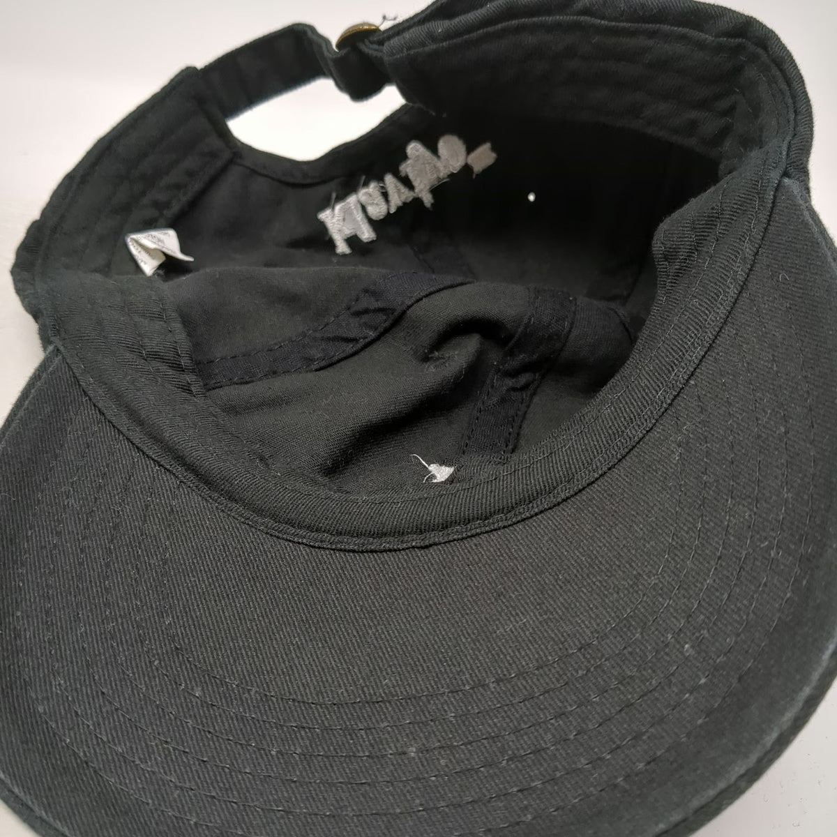 Klaviyo Logo Embroidered Small Flag Black Baseball Cap One Size Slideback Hat