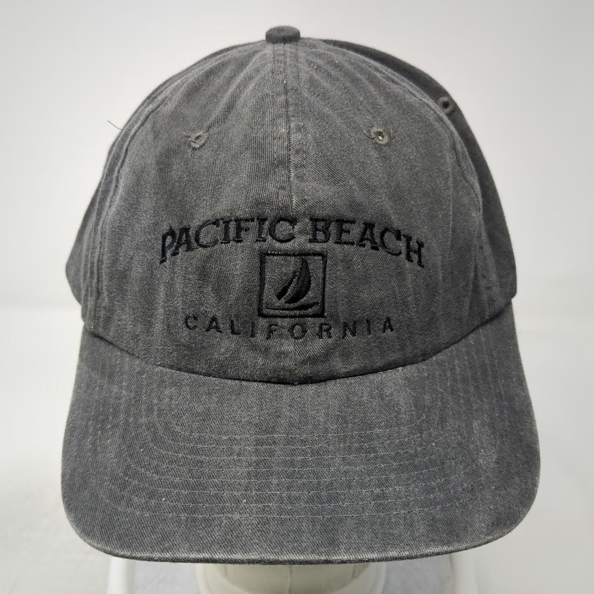 Cameo Baseball Cap Gray One Size Pacific Beach California Sailboat Buckle Hat