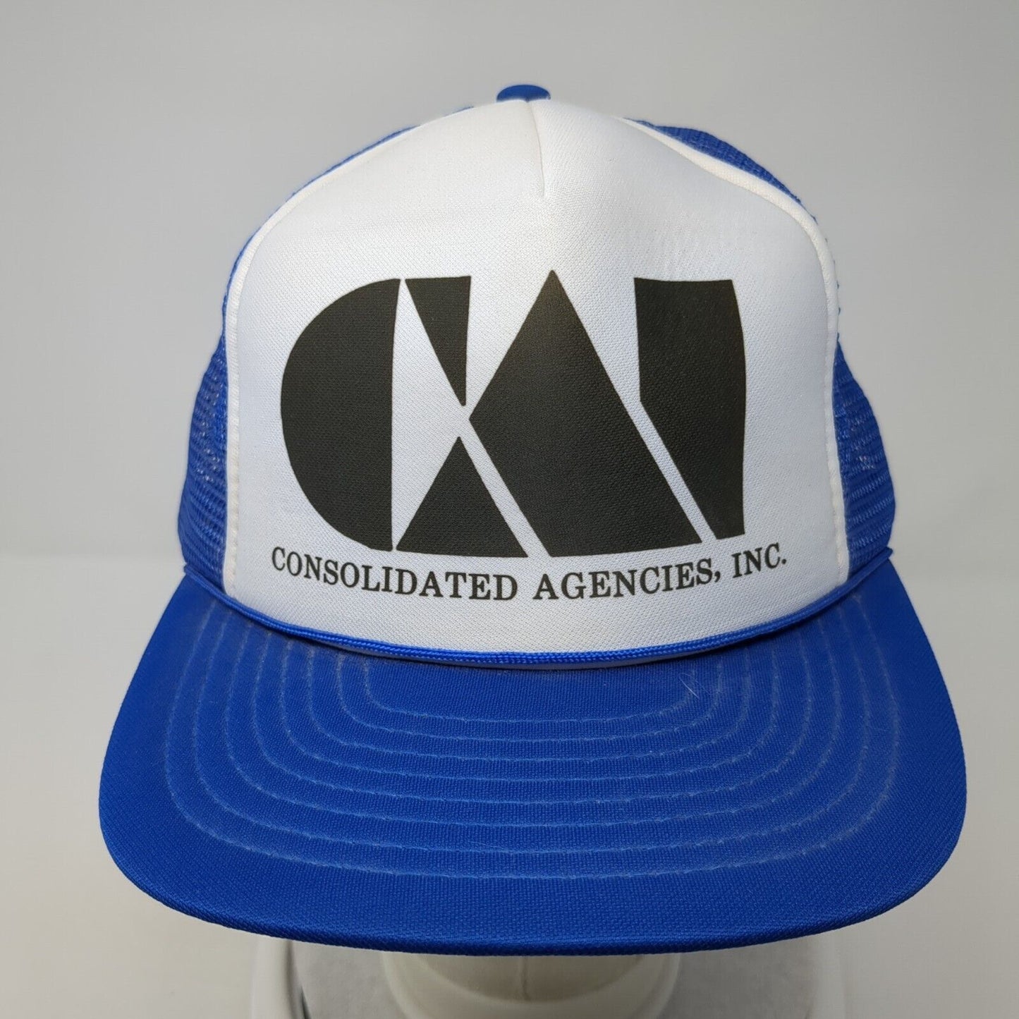 Consolidated Agencies Inc Snapback Trucker Hat Blue OS Adjustable Mesh Speedway