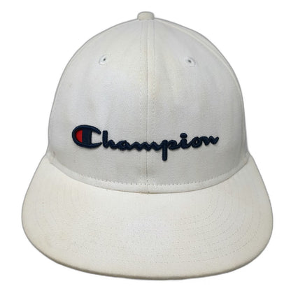 Champion Snapback White One Size Embroidered Logo Cotton Athletic Sport Hat