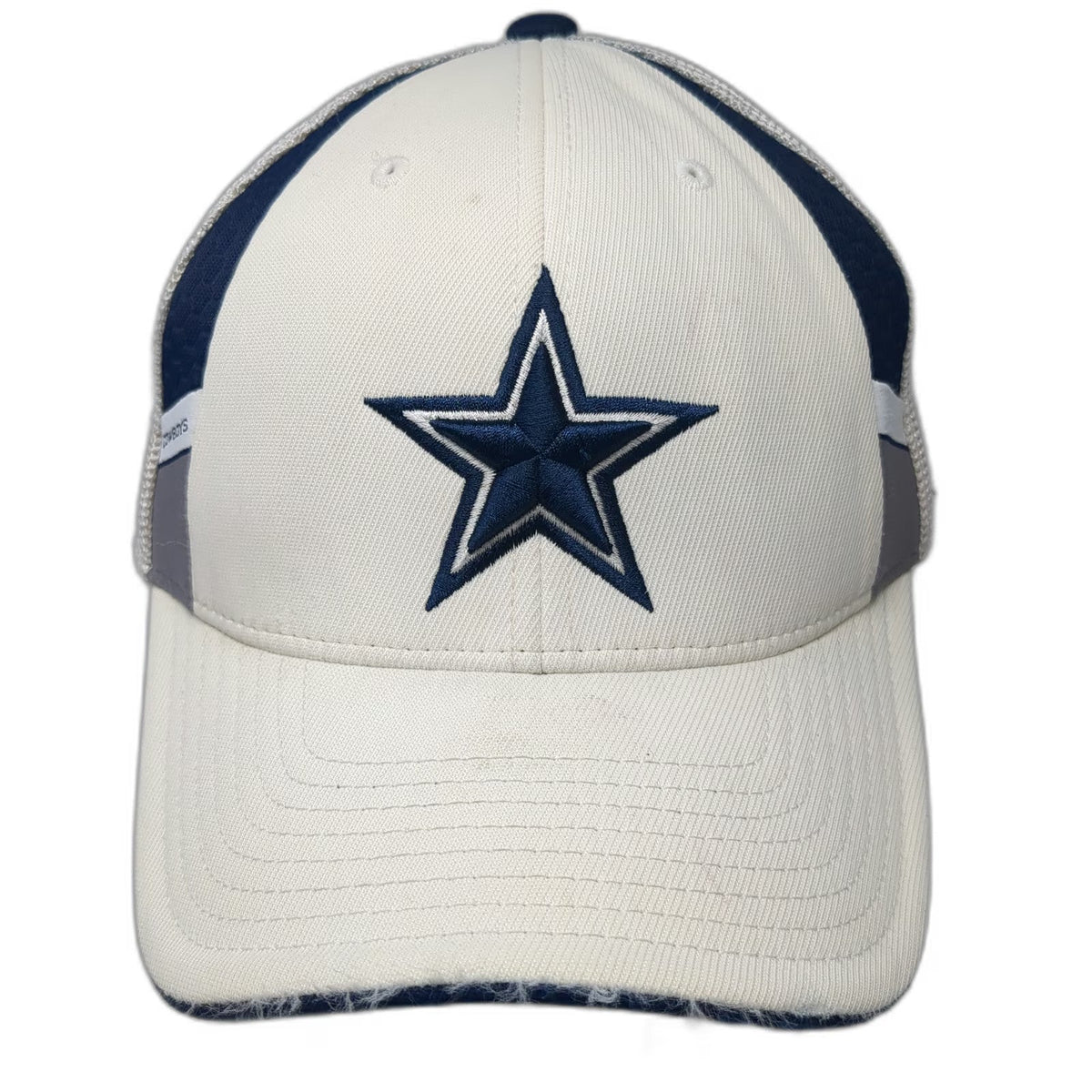 Dallas Cowboys NFL Reebok Cap White Blue XL Mesh Back Onfield Stretch Fit Logo