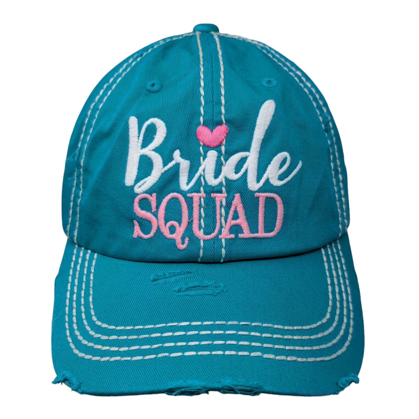 Bride Squad Strapback Hat Blue OSFM Embroidered Distressed KB ETHOS Vintage