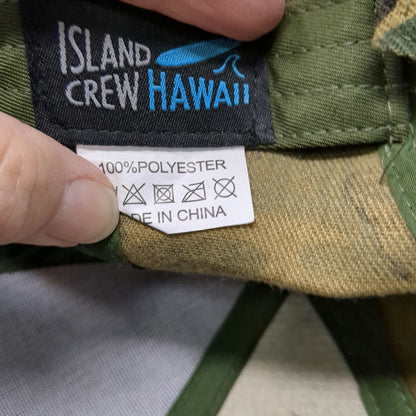 Island Crew Hawaii Baseball Cap Green One Size Camo HI Embroidery Strapback Hat