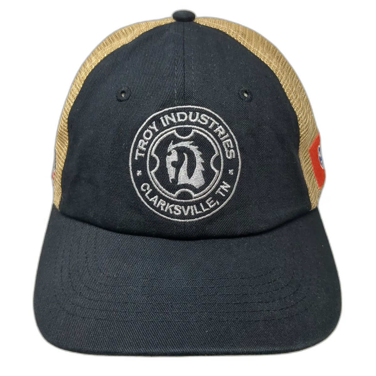 Troy Trucker Hat Black Gold One Size Tennessee US Flag Clarksville TN Mesh