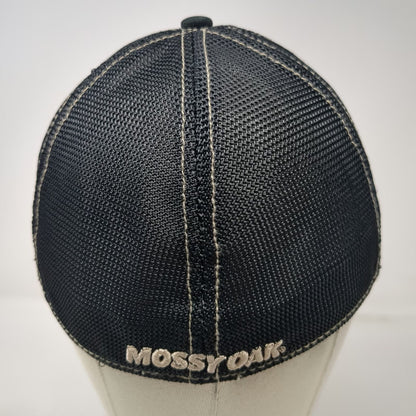 Mossy Oak Baseball Cap Brown Black Blue XL Camo Mesh Back Stretch Fit Hat