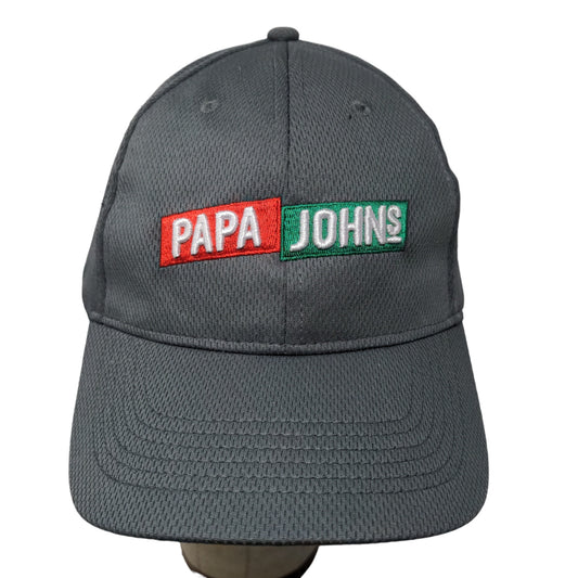 Papa John's Mens Strapback Hat Gray Adjustable Embroidered Logo Employee Uniform