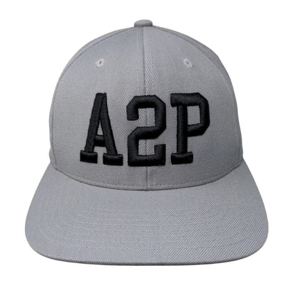 A2P Snapback Hat Gray One Size Adjustable Embroidered 6 Panel Yupoong