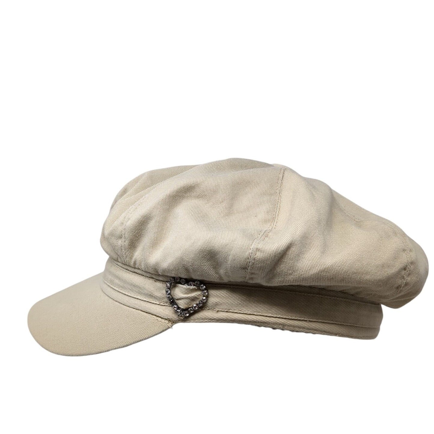 Unbranded Fitted Newsboy Pressboy Cap Tan OSFA Solid Heart Decor
