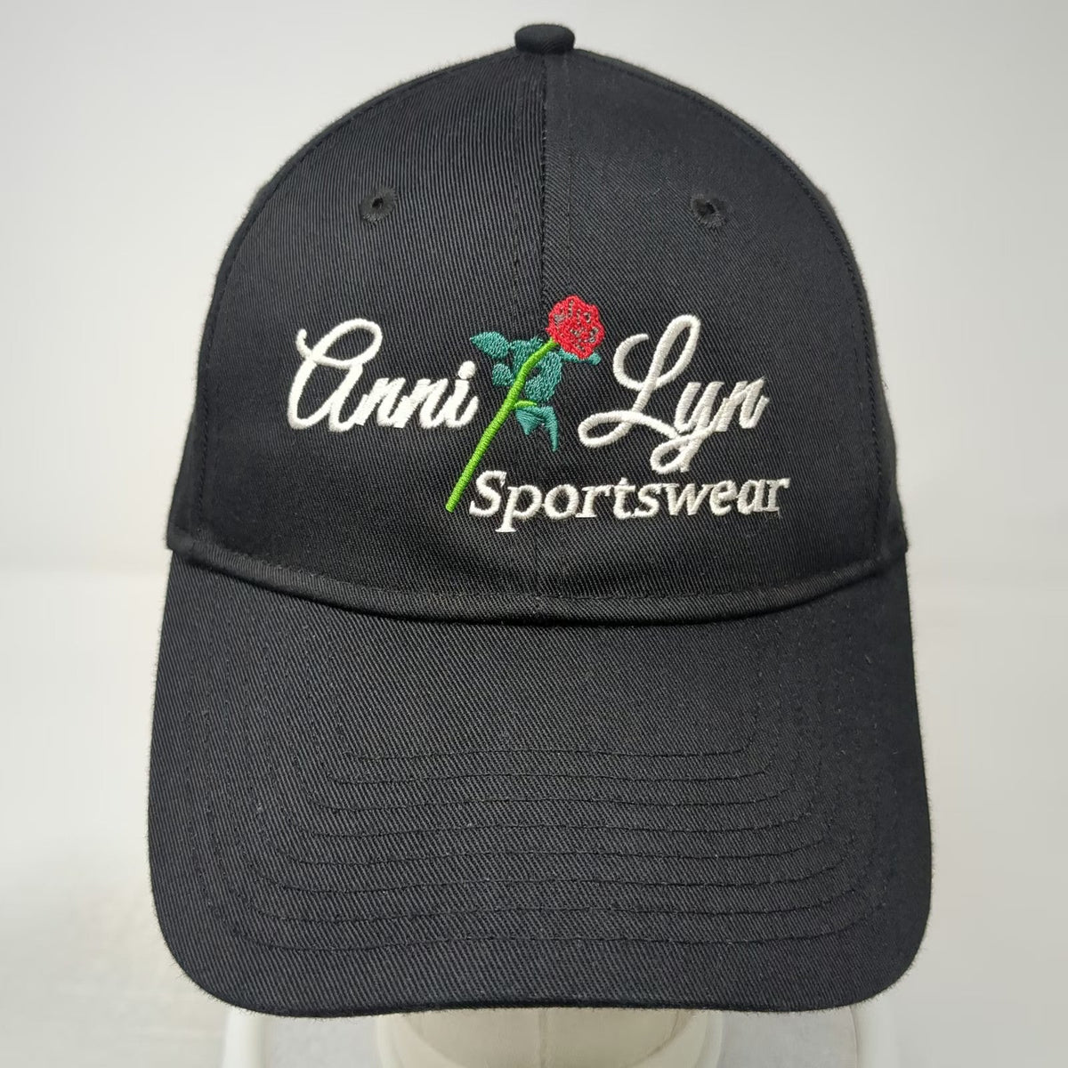 Anni Lyn Sportswear Snapback Hat Black One Size Rose Embroidery Polyester Cotton