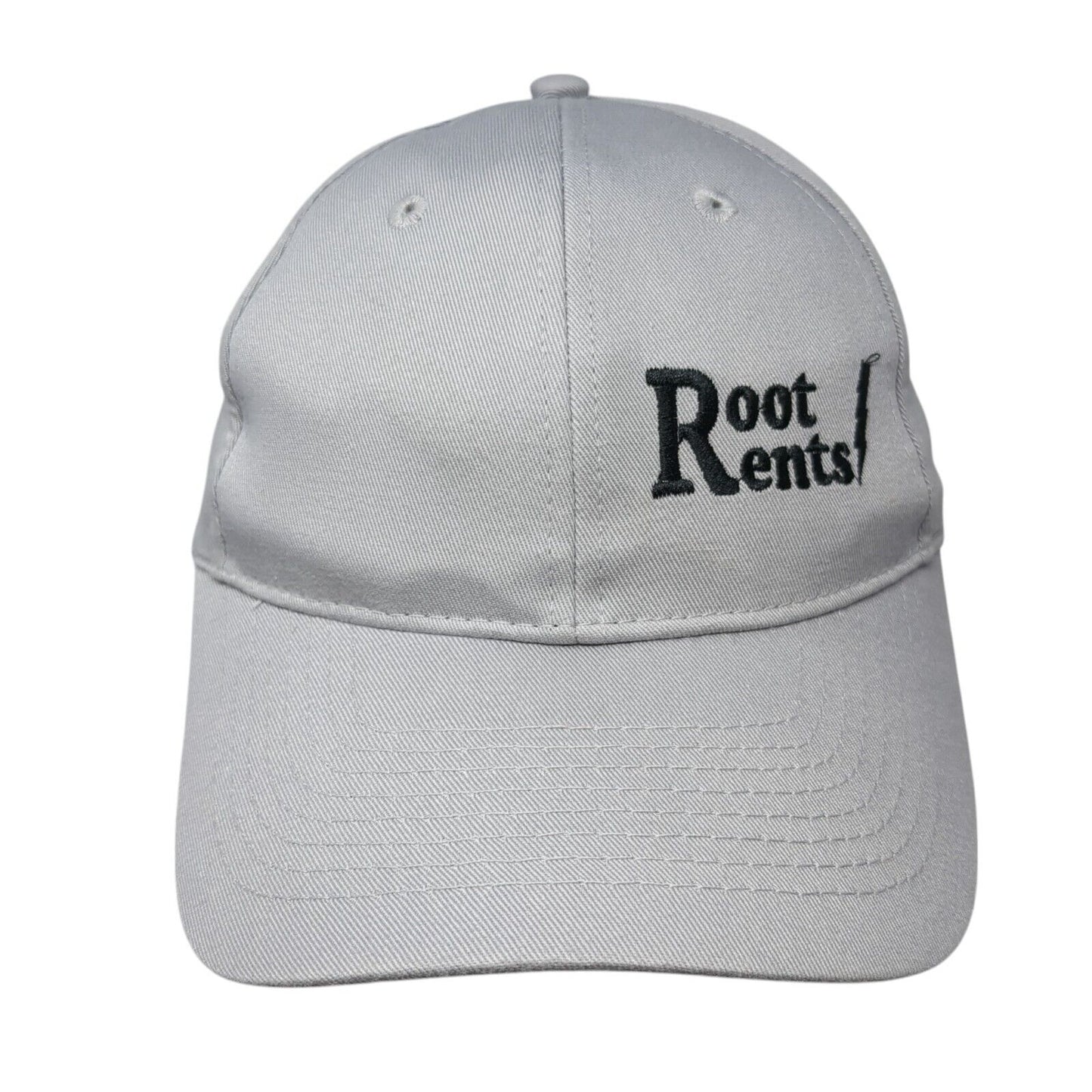 Root Rents Strapback Hat Gray One Size Adjustable Embroidered Port & Company
