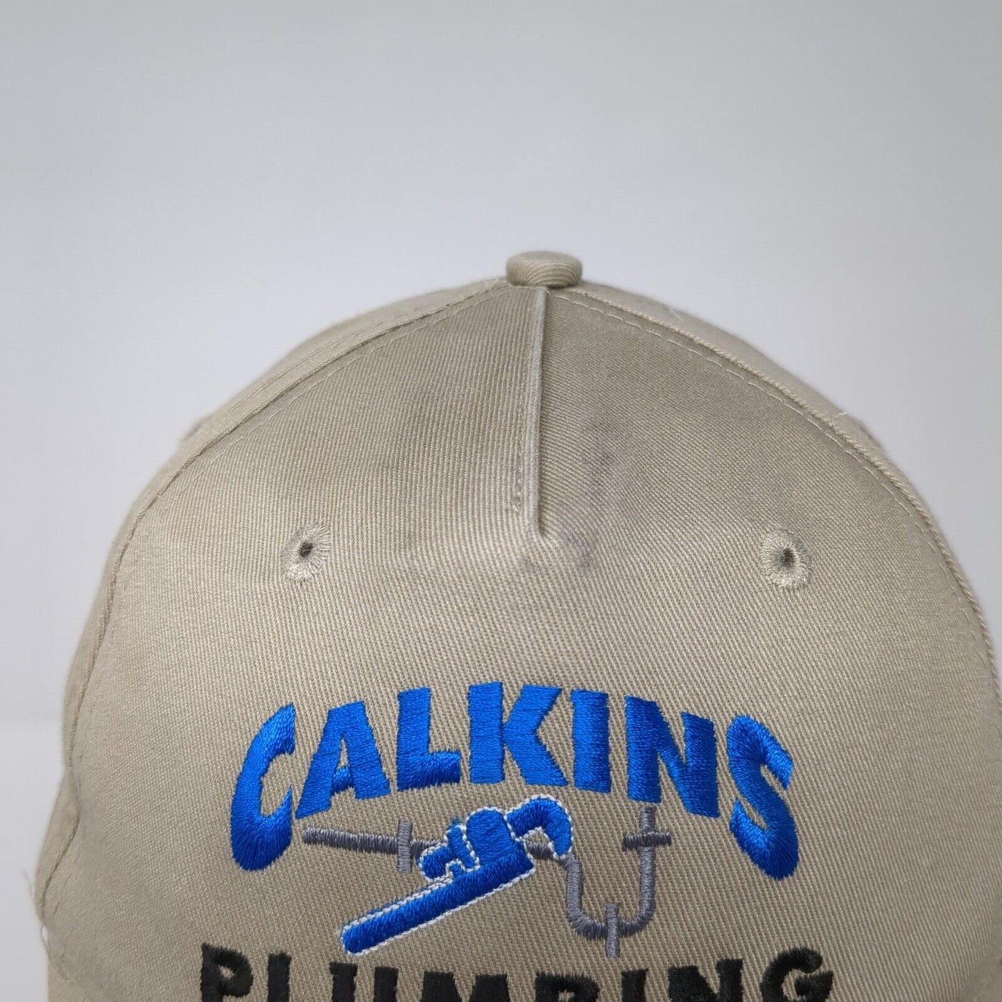 Calkins Plumbing Strapback Hat Tan One Size Adjustable Port & Company