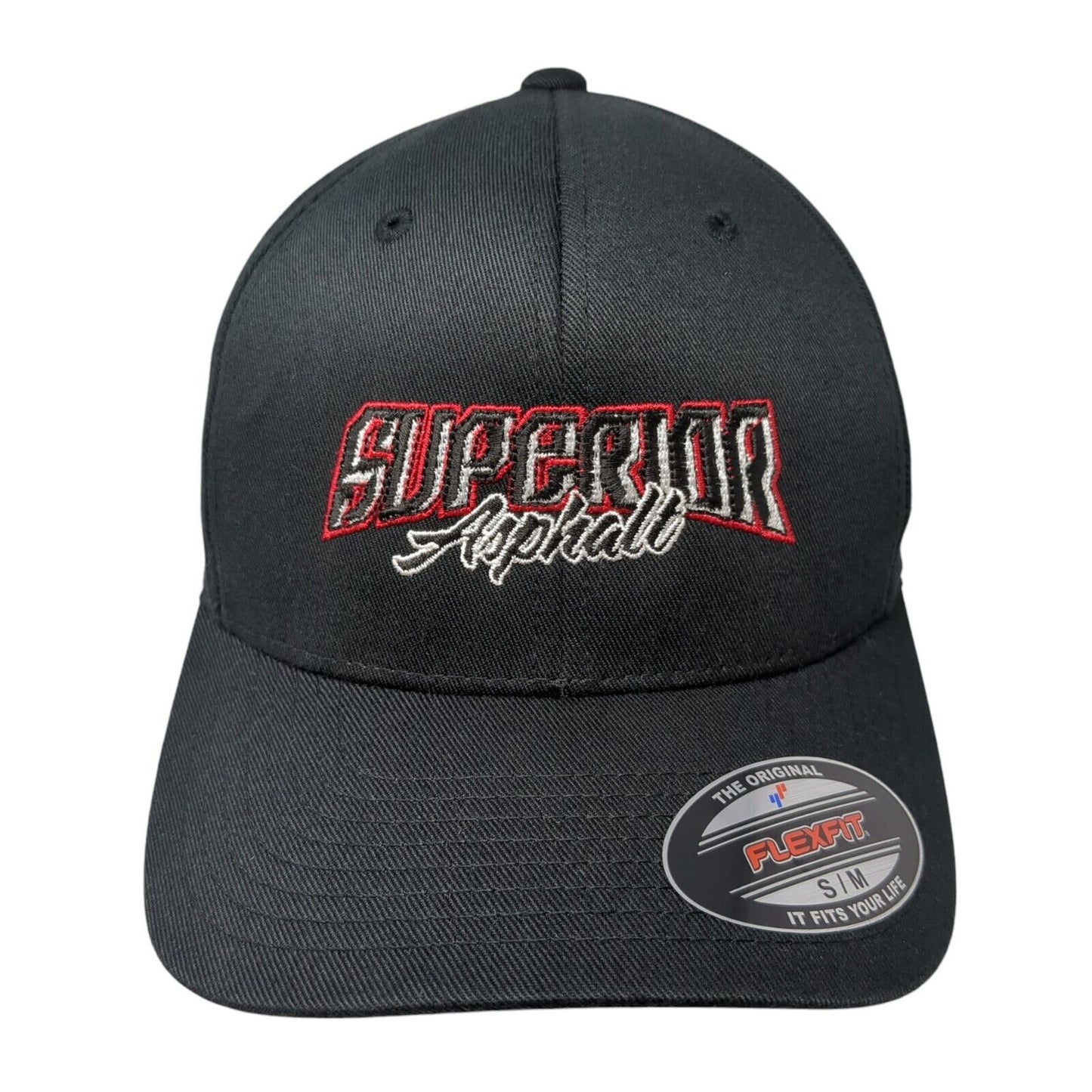 Superior Asphalt Fitted Hat Black S/M Stretch Flexfit Port Authority