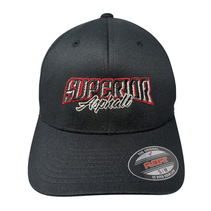 Superior Asphalt Fitted Hat Black S/M Stretch Flexfit Port Authority