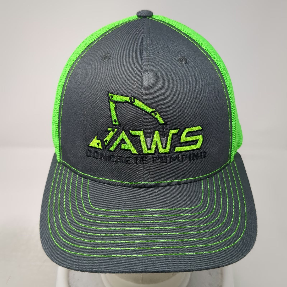 Richardson Trucker Hat Gray Green One Size Jaws Concrete Pumping Mesh Snapback