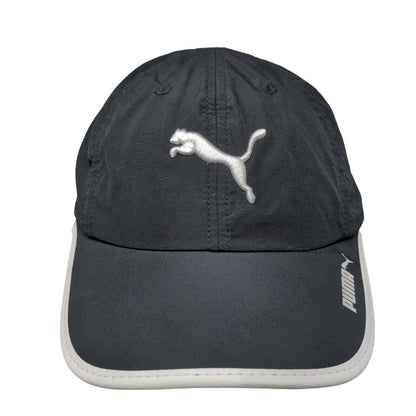 PUMA Strapback Hat Black OSFA Embroidered Vent Holes 6 Panel Adjustable