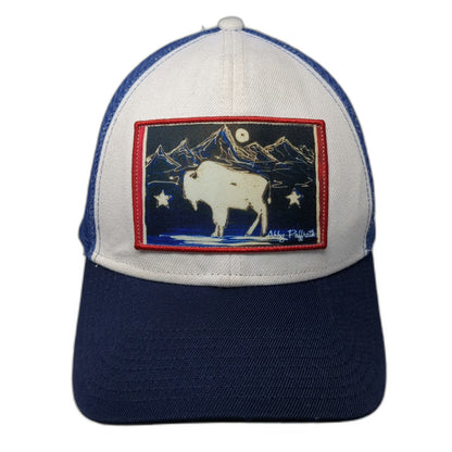 Art 4 All Abby Paffrath Bison Patch Blue One Size Trucker Hat Snapback Mesh Back