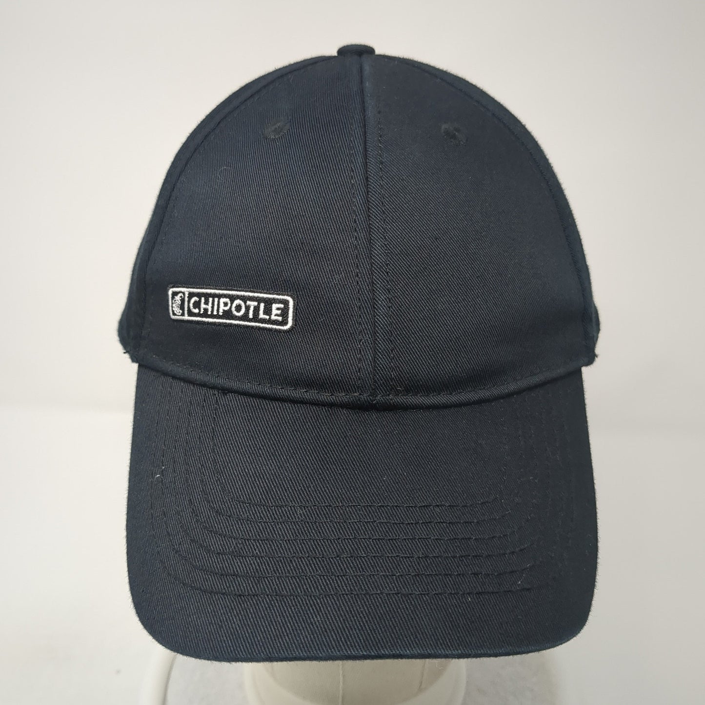 Chipotle Strapback Hat Black One Size Crew Employee Ponytail Loomstate