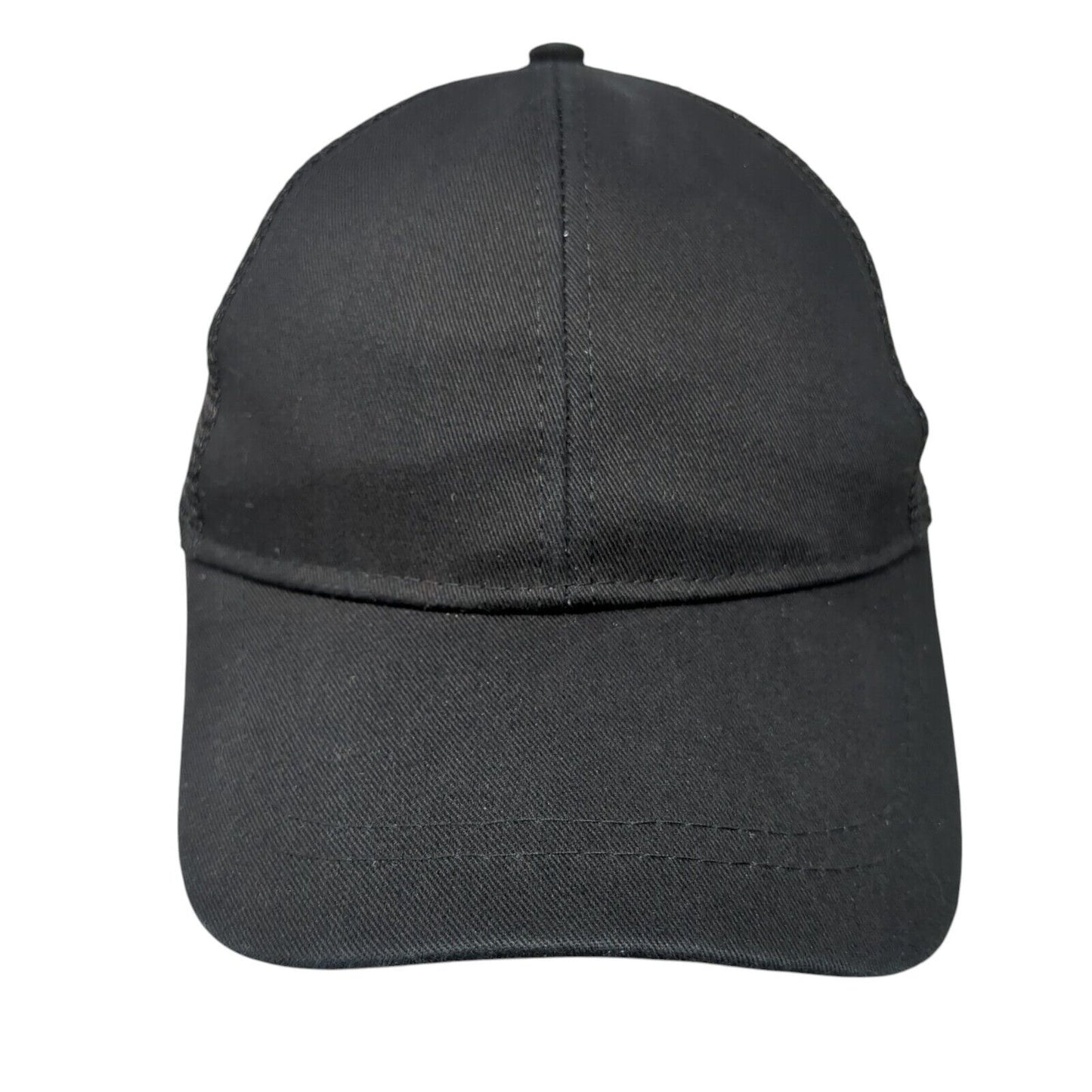Unbranded Strapback Mesh Back Trucker Hat Black One Size Ponytail Blank