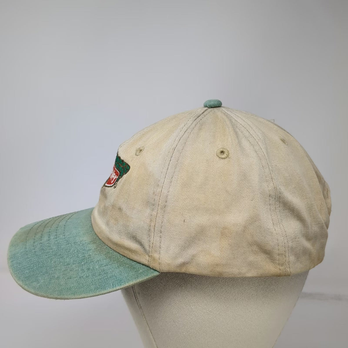 Keebler Hollow Tree Logo Hat Baseball Cap Beige Slideback Two Tone Vintage