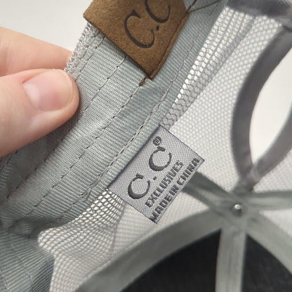 Snake Chase 2023 Ponytail Trucker Hat Gray One Size Adjustable Glitter Mesh Back