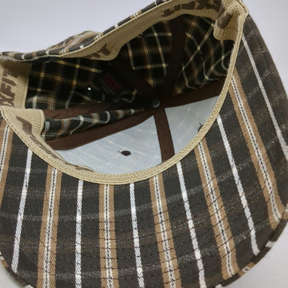 Hurley Baseball Cap Brown Gold White One Size Striped Flexfit Logo Fitted Hat