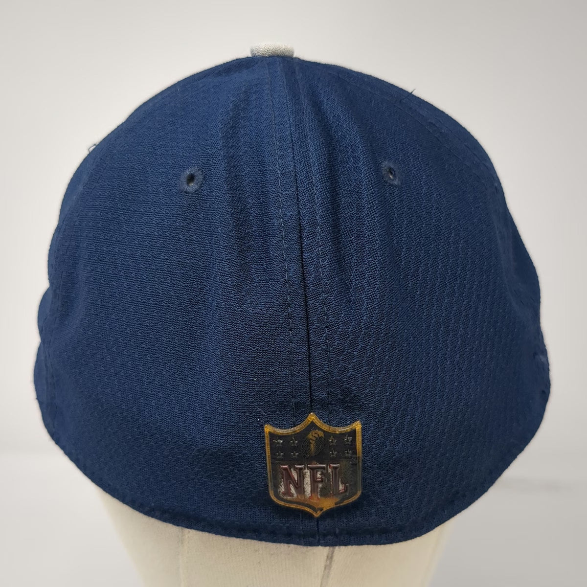 New Era New England Patriots NFL Blue One Size Cap Stretch Fit Hex Brim Logo Hat
