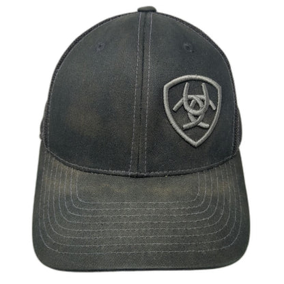 Ariat Trucker Hat Black One Size Snapback Embroidered Shield Logo Mesh Back 110