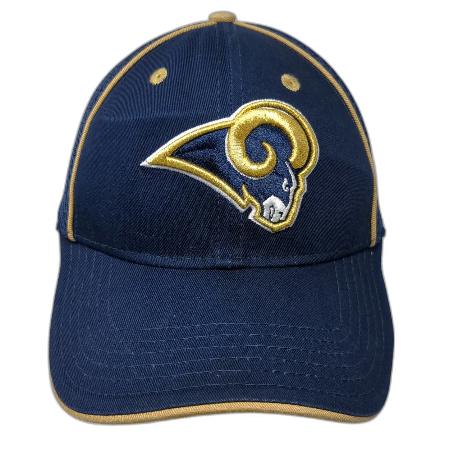 Los Angeles Rams NFL New Era Blue Cap M 39THIRTY Mesh Back Stretch Gold Hat Logo