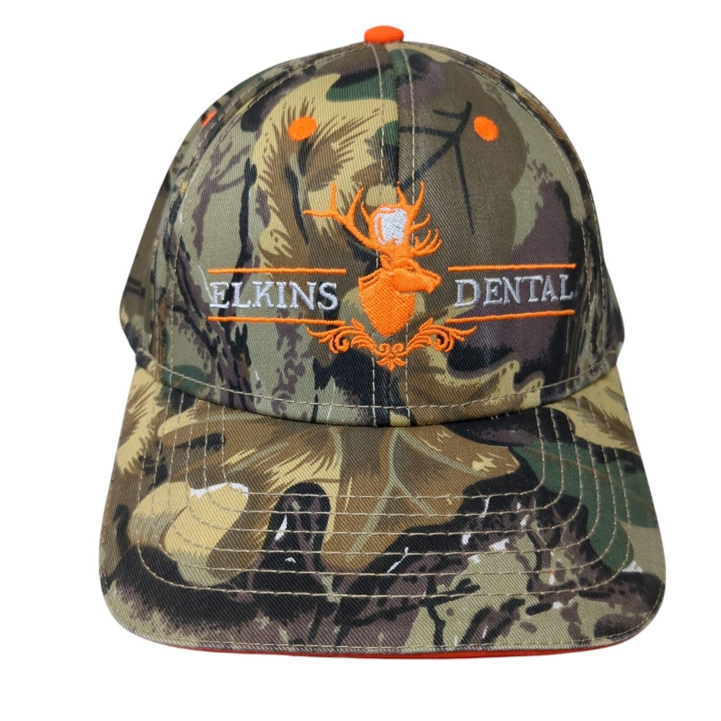 Elkins Dental Strapback Hat Camo One Size 6 Panel Embroidered Hunting