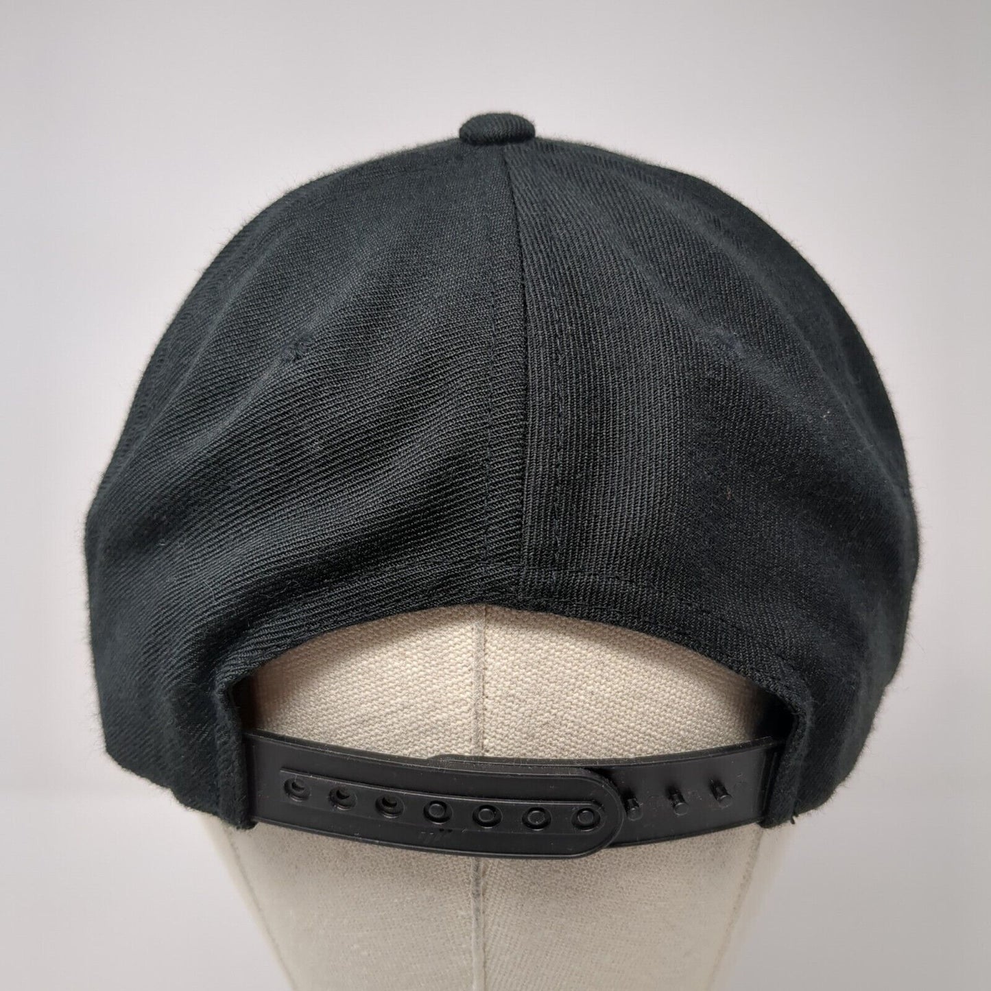 Yupoong Snapback Hat Black One Size Adjustable Solid Embroidered Logo