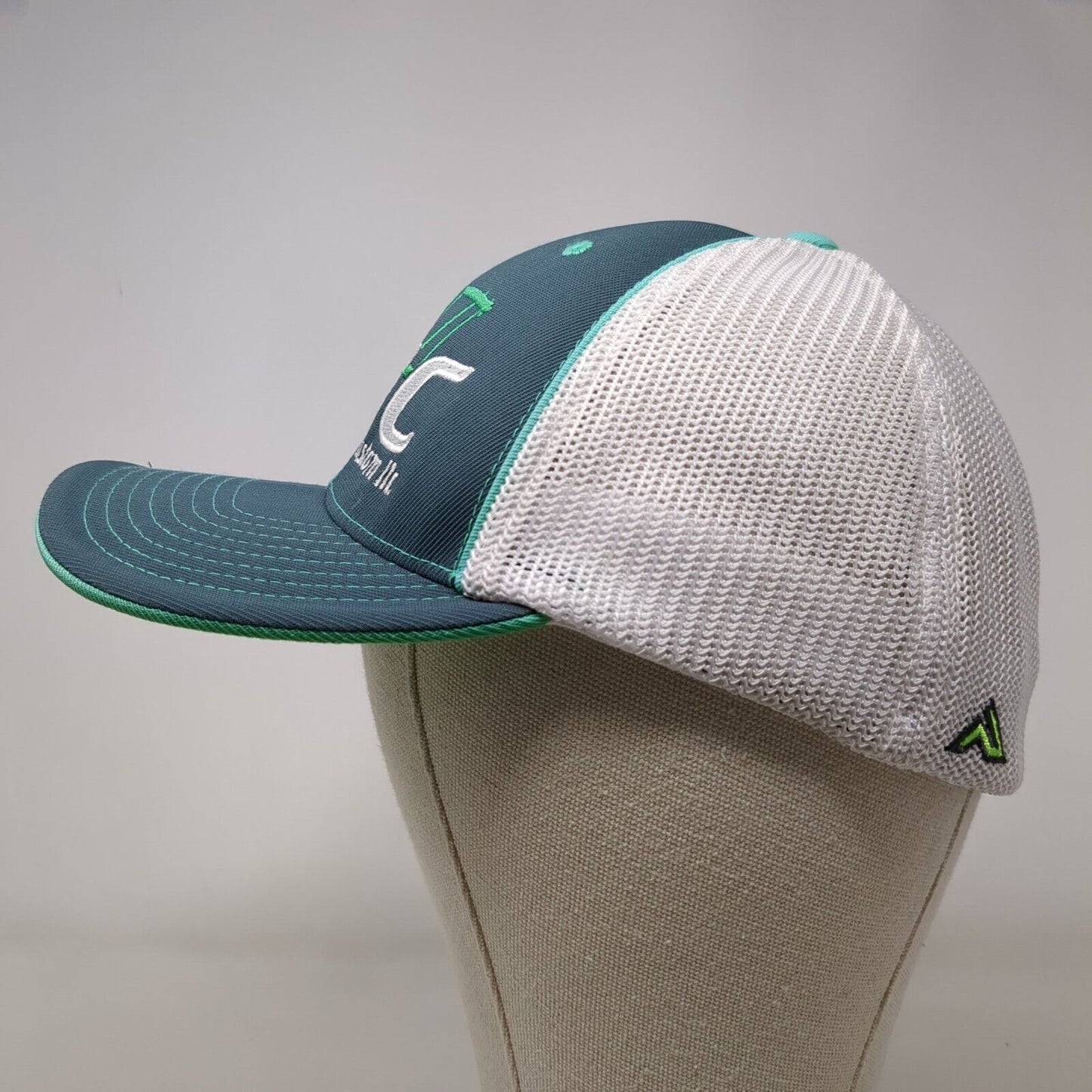 RBC Rock Bottom Custom LLC Fitted Mesh Back Trucker Hat Green 6 7/8-7 3/8
