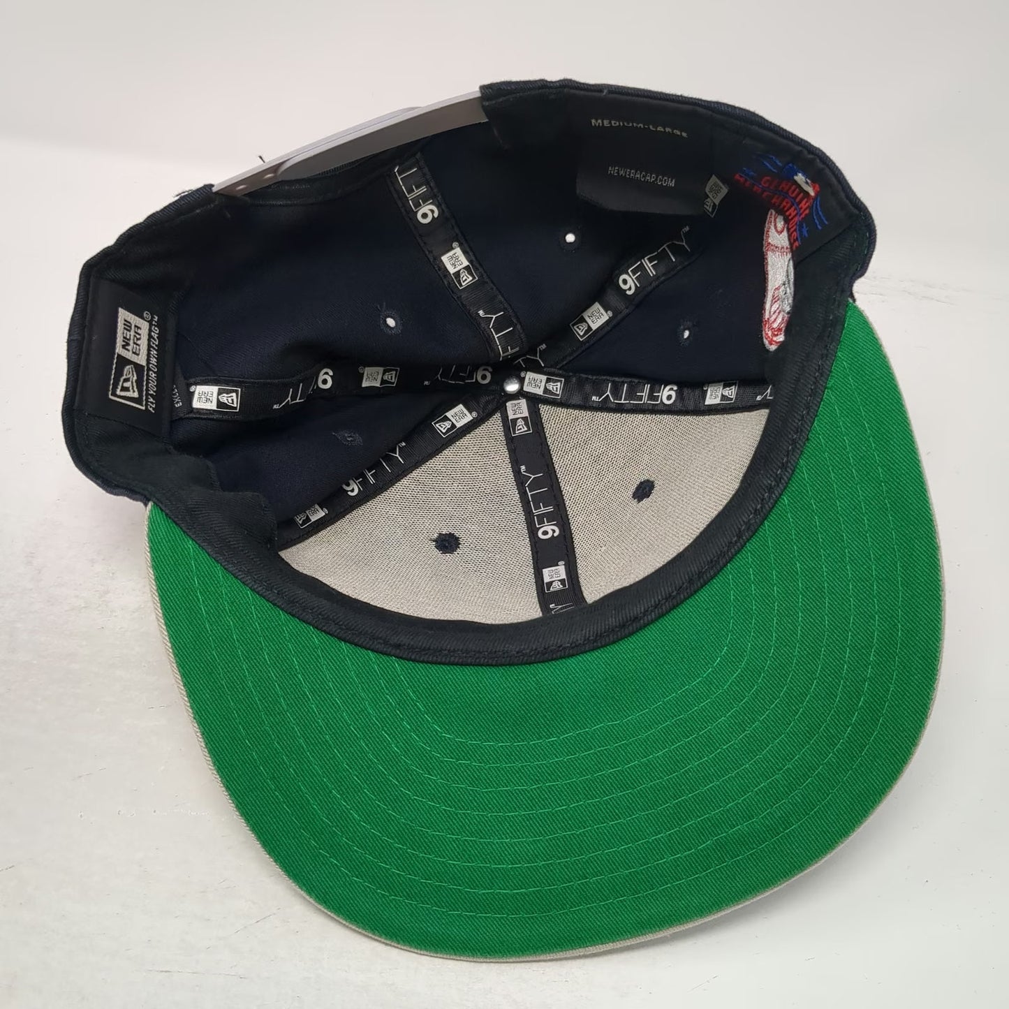New Era New York Yankees MLB Snapback Hat Blue L Flat Brim Green Undervisor Gray