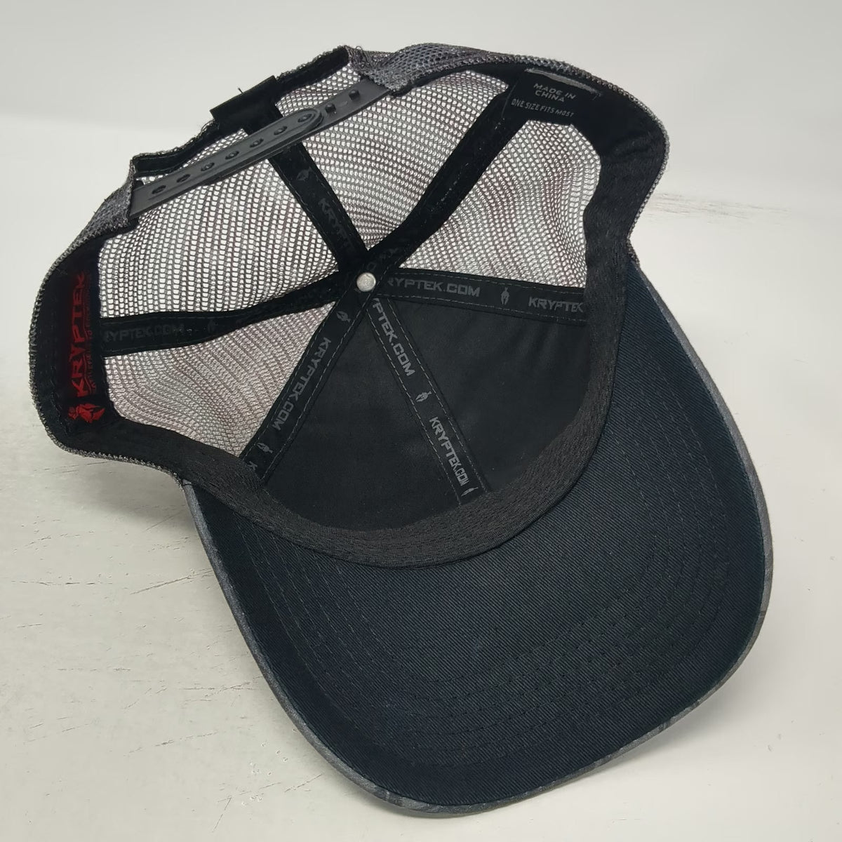 Kryptek Trucker Hat Gray Black One Size Typhon Camo Spartan Helmet Mesh Snapback