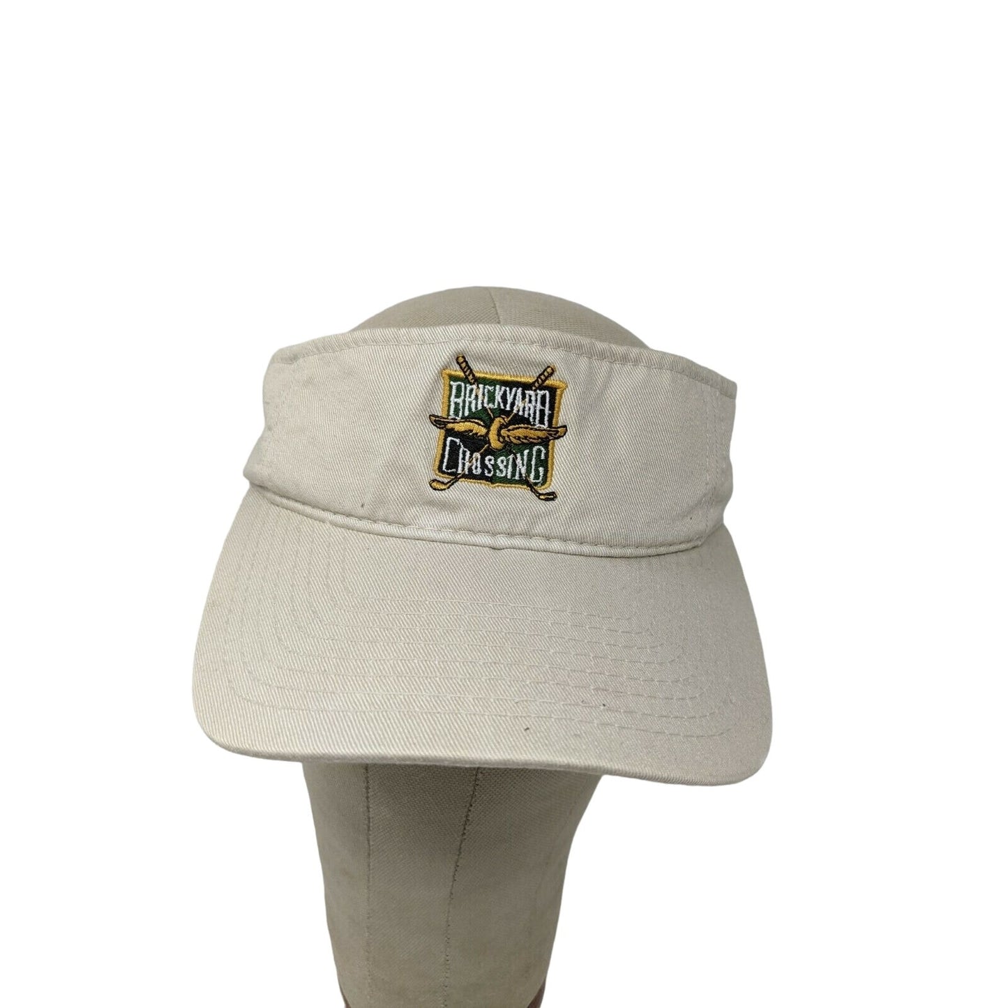 Brickyard Crossing Golf Visor Strapback White/Beige OSFM Embroidered Logo