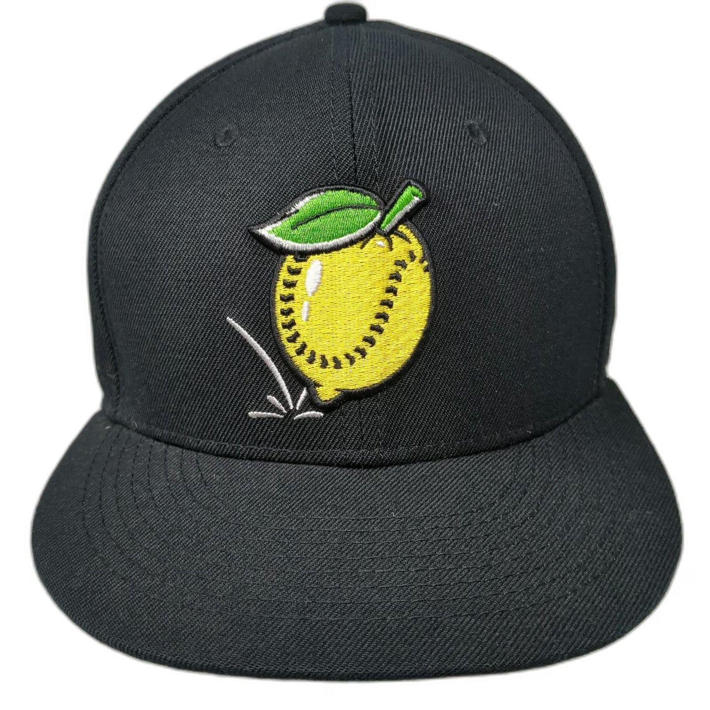 Baseballism Baseball Cap Black 7 1/4 Lemon Bad Hops Graphic Fitted Flat Brim Hat