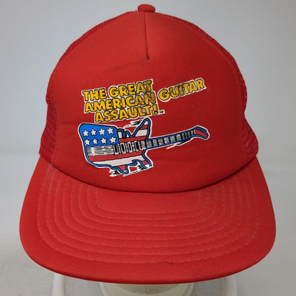 Sportcap Trucker Hat Red Great American Guitar Assault Mesh Graphic Vintage