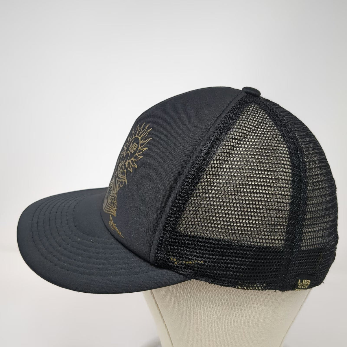 Lib Tech Trucker Hat Black One Size 20 Year Anniversary Gold Graphic Snapback