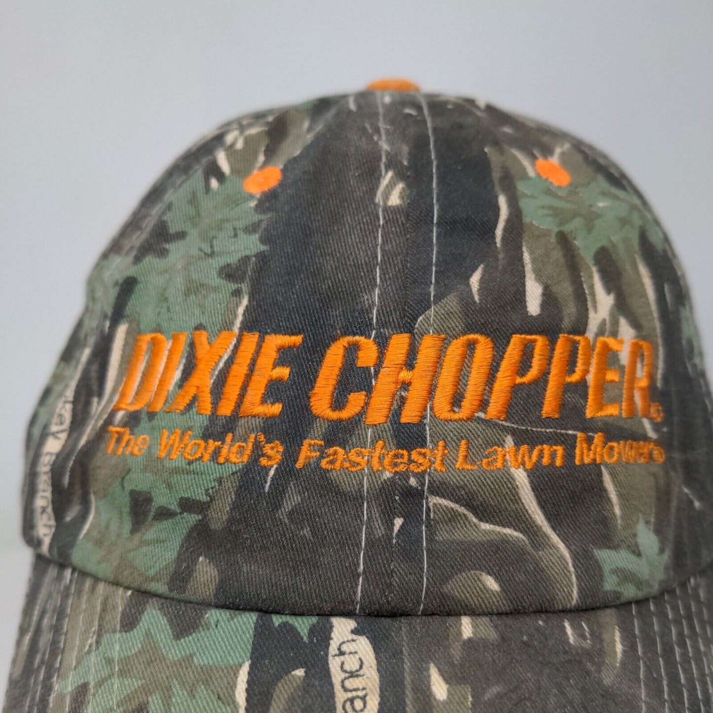 Hit Wear Men's Strapback Camo Hat Green OSFA Embroidered Dixie Chopper Logo