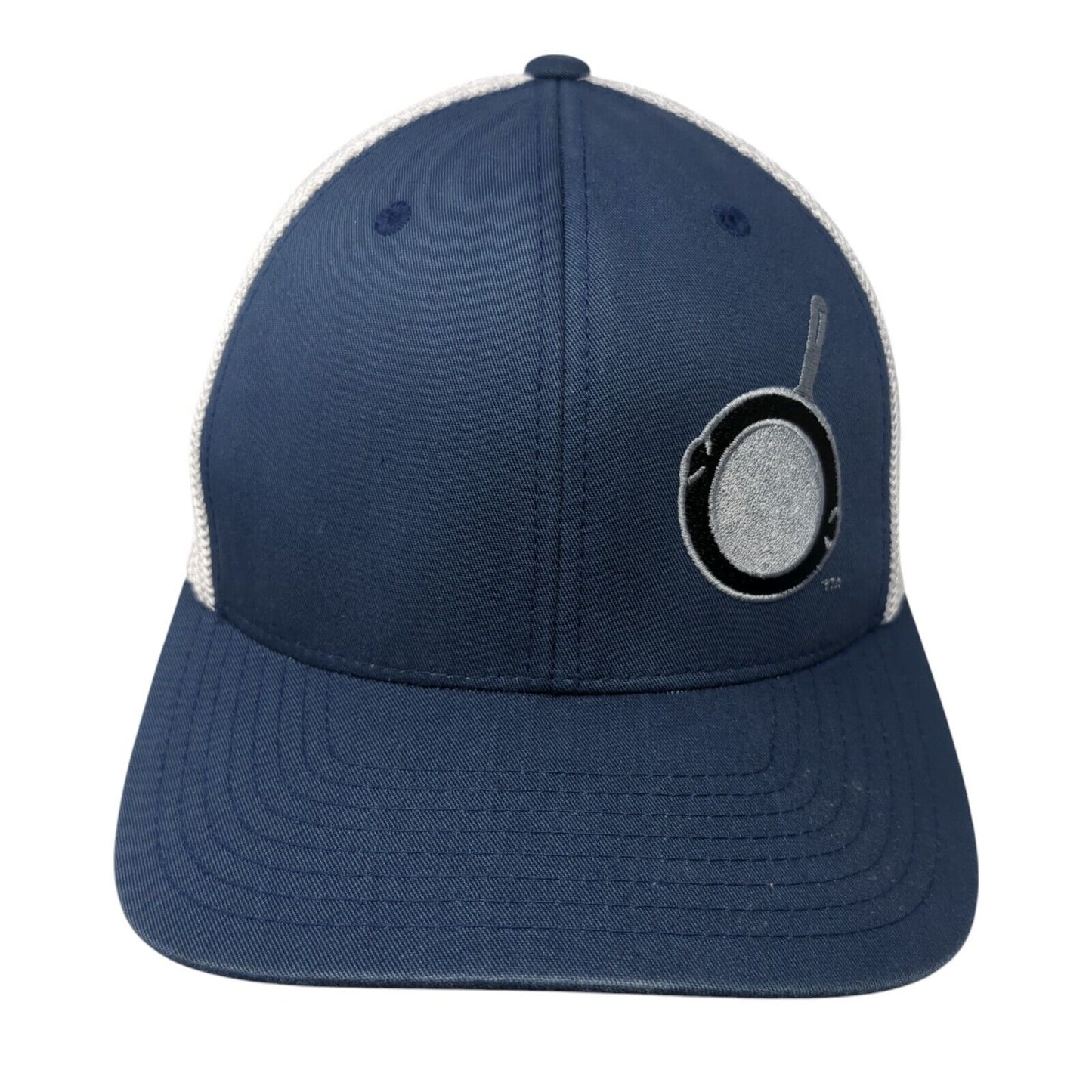 The Griddle Fitted Mesh Back Trucker Hat Blue One Size Flexfit Yupoong