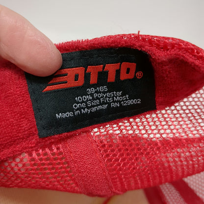 Otto Trucker Hat Red One Size Puzzle Effect Owl Graphic Mesh Snapback Foam Front
