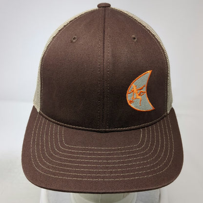 Lindo Trucker Hat Brown One Size Mesh Snapback Lizard Moon Logo Embroidered