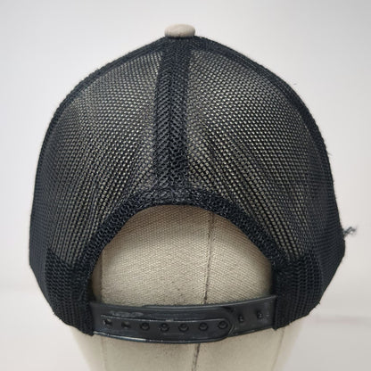 Realtree Trucker Hat Gray Beige Black One Size Mesh Back Leather Patch Snapback
